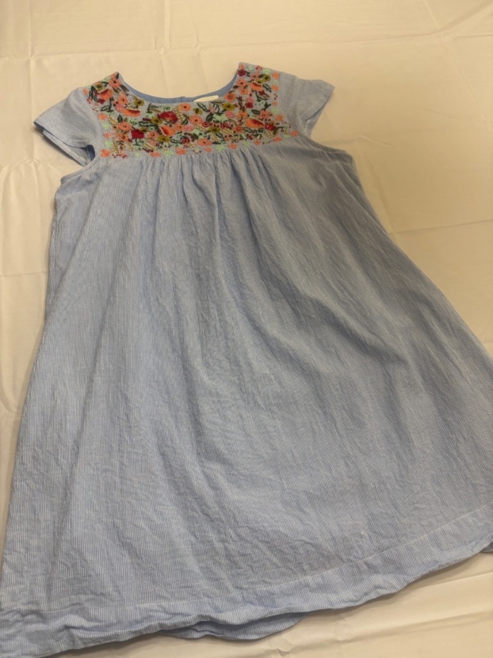 Maeve Anthropologie Embroidered Cotton Tunic Dress Size 4 Blue Cottagecore